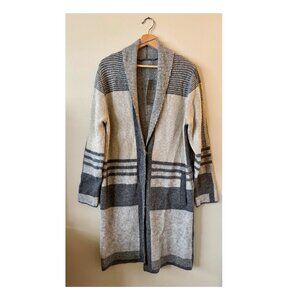 JOSEPH A Long Open Cardigan Sweater - Gray Combo - Size M - NWT